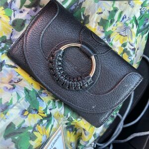 See By Chloe Black Pebbled Leather Crossbody with Braided Ring